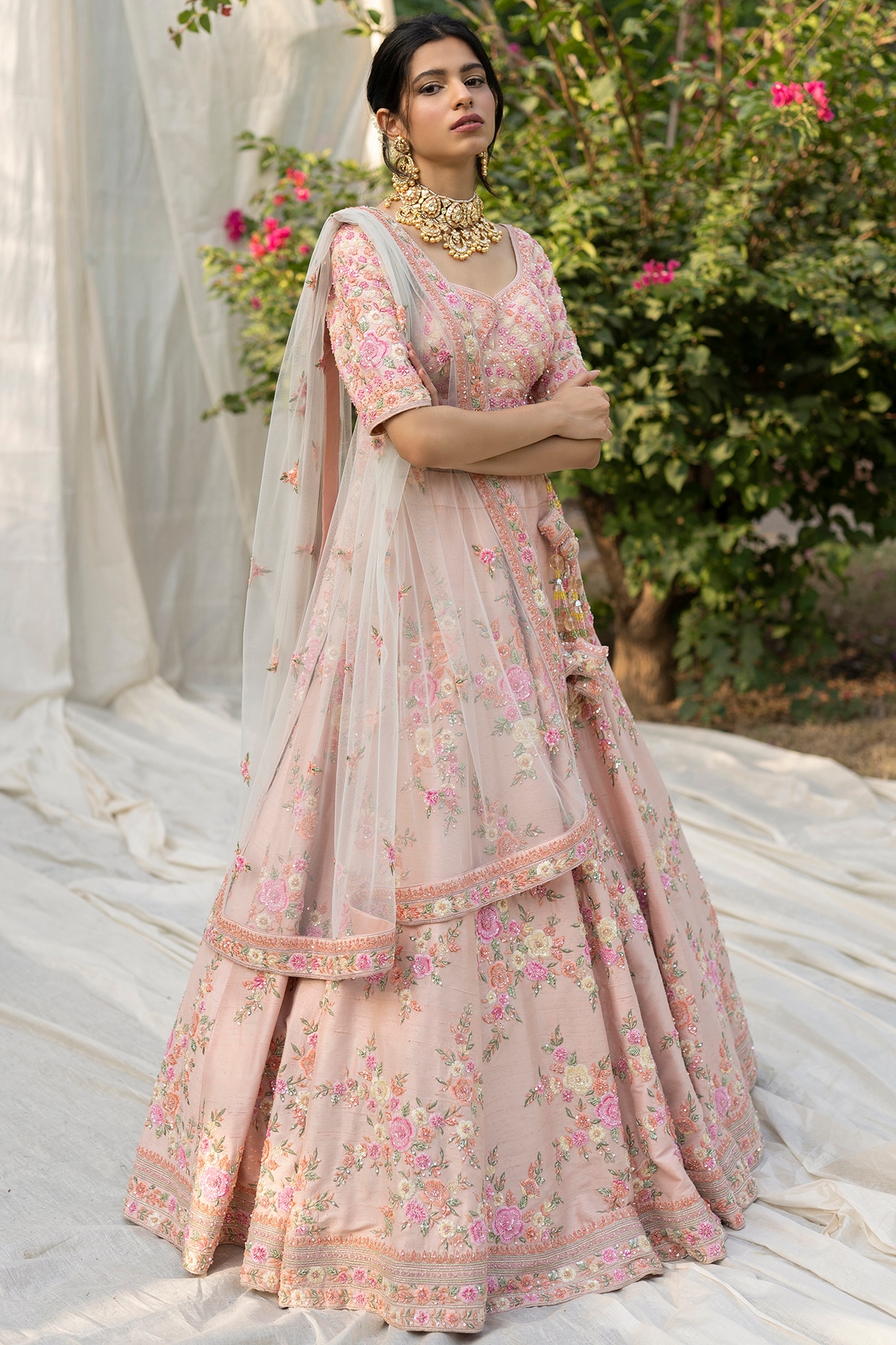 Blush pink hotsell bridal lehenga