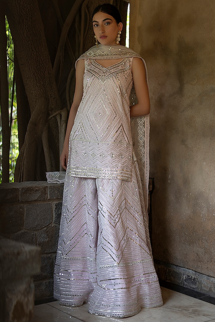 Blush Pink Embroidered Sharara Set by Angad Singh at Pernia's Pop Up Shop