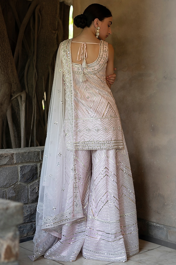 Blush Pink Embroidered Wedding Sharara Set by Angad Singh at Pernia's Pop Up Shop