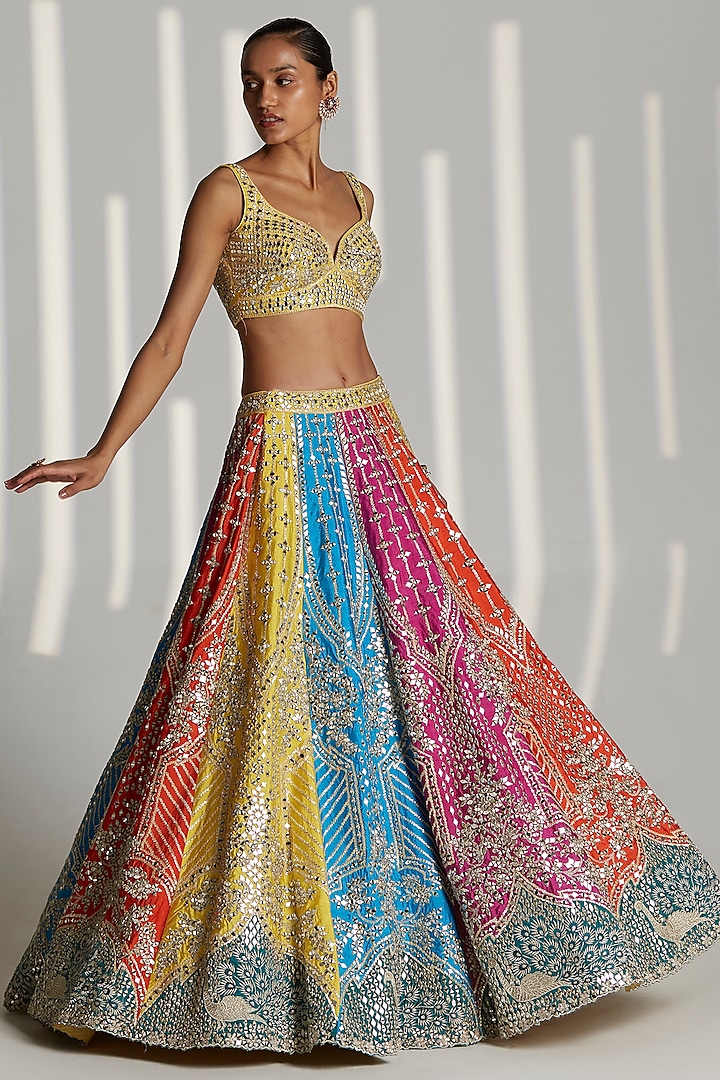 Multi-Colored Embroidered Lehenga Set by Angad Singh