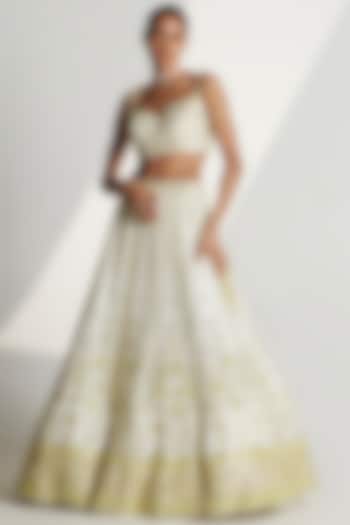 Ivory Organza Embroidered Wedding Lehenga Set by Angad Singh at Pernia's Pop Up Shop