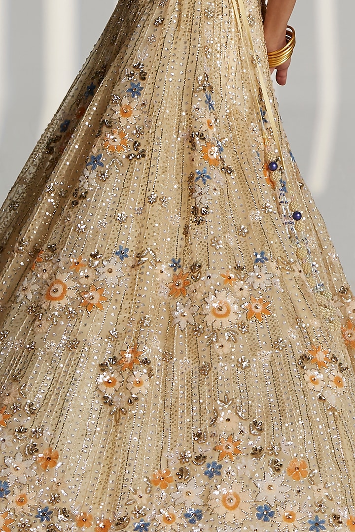 Gold Organza Embroidered Bridal Lehenga Set by Angad Singh at Pernia's Pop Up Shop