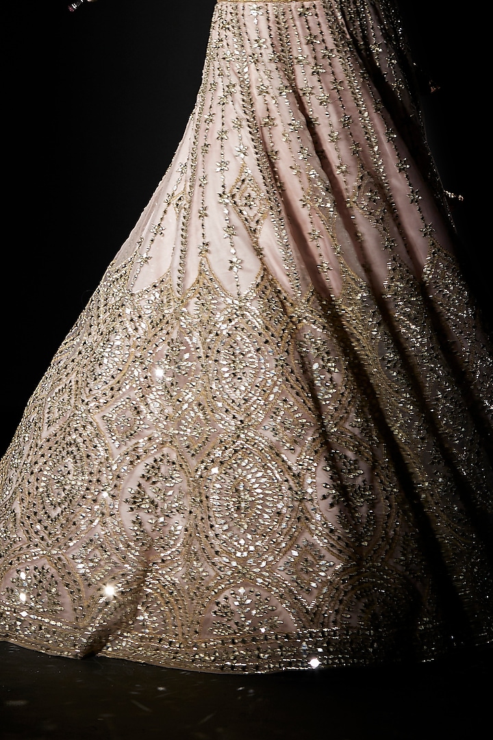 Peach Organza Embroidered Wedding Lehenga Set by Angad Singh at Pernia's Pop Up Shop