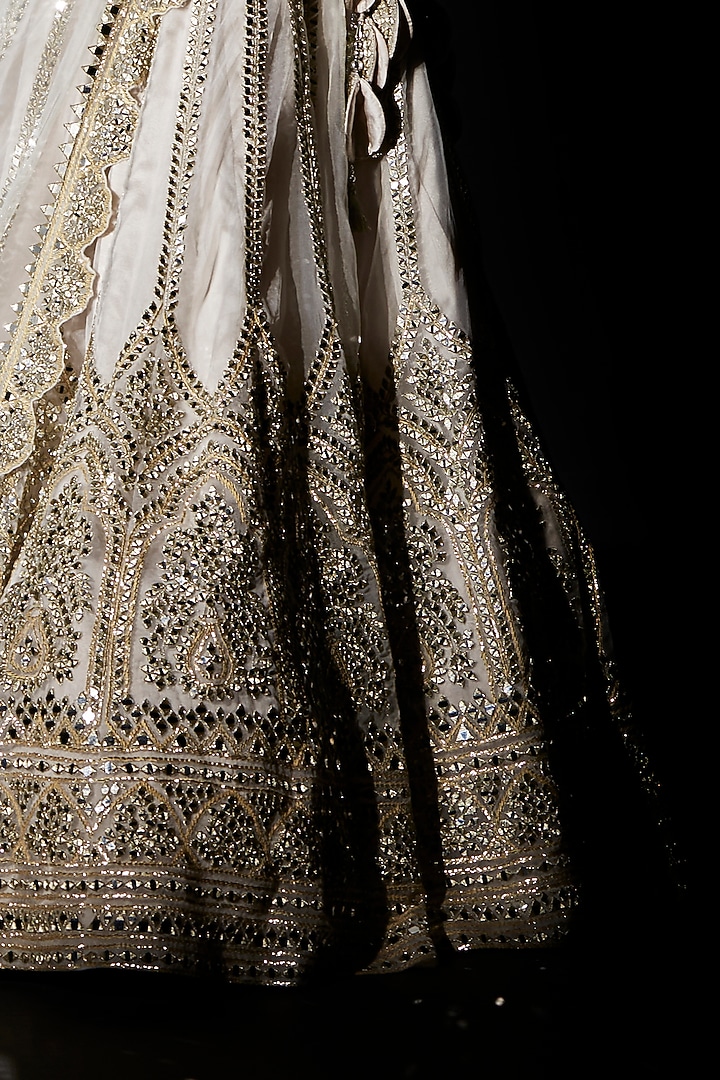 Ivory Organza Embroidered Wedding Lehenga Set by Angad Singh at Pernia's Pop Up Shop