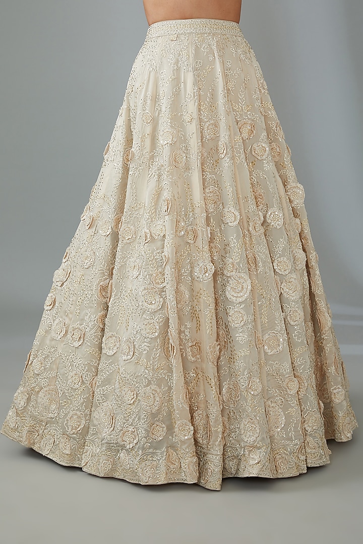 Ivory Raw Silk Hand Embroidered Bridal Lehenga Set by Angad Singh at Pernia's Pop Up Shop