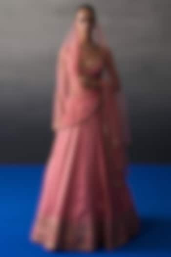 Gajri Banarasi Silk Mirror Embroidered Wedding Lehenga Set by Angad Singh at Pernia's Pop Up Shop