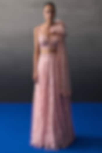 Peach Chantilly Wedding Lehenga Set by Angad Singh at Pernia's Pop Up Shop