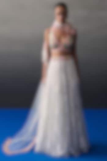 White Chantilly Wedding Lehenga Set by Angad Singh at Pernia's Pop Up Shop