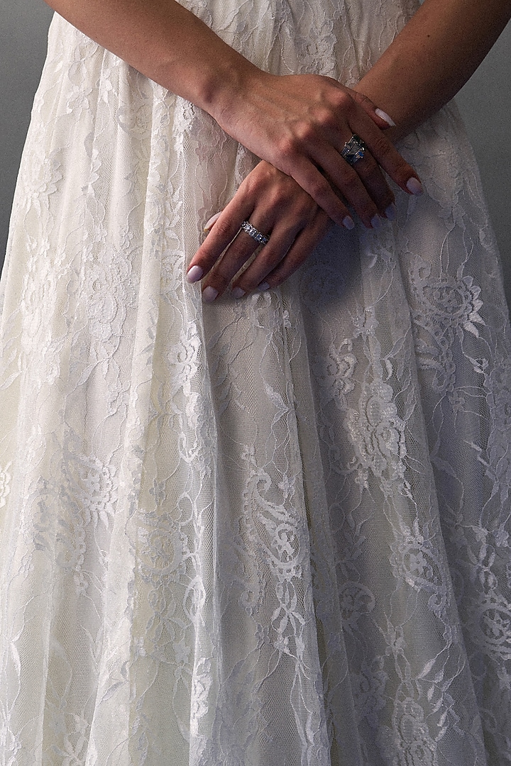 White Chantilly Wedding Lehenga Set by Angad Singh at Pernia's Pop Up Shop