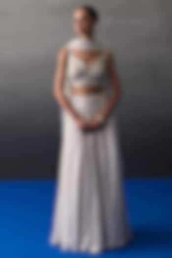 White Sequins Wedding Lehenga Set by Angad Singh at Pernia's Pop Up Shop