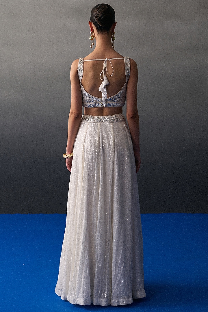 White Sequins Wedding Lehenga Set by Angad Singh at Pernia's Pop Up Shop