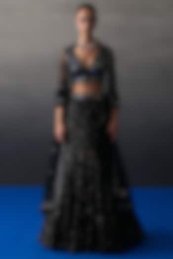Black Sequins Mermaid Wedding Lehenga Set by Angad Singh at Pernia's Pop Up Shop