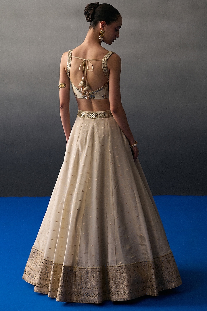Gold Banarasi Silk Wedding Lehenga Set by Angad Singh at Pernia's Pop Up Shop