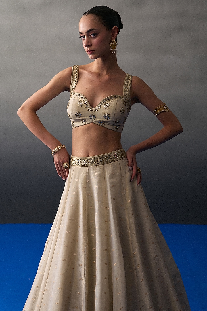 Gold Banarasi Silk Wedding Lehenga Set by Angad Singh at Pernia's Pop Up Shop
