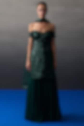 Green Soft Organza Party Wear Sharara Set by Angad Singh at Pernia's Pop Up Shop