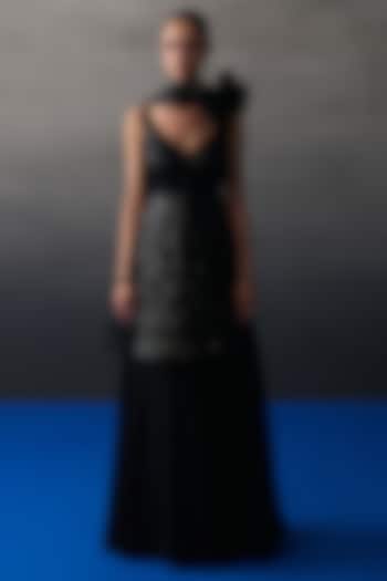 Black Soft Organza Party Wear Sharara Set by Angad Singh at Pernia's Pop Up Shop