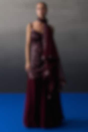 Crimson Soft Organza Party Wear Sharara Set by Angad Singh at Pernia's Pop Up Shop