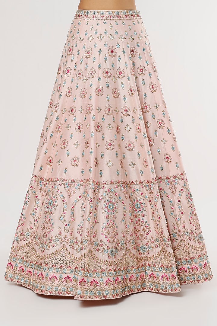 Pink Raw Silk Zardosi Embroidered Wedding Lehenga Set  by Angad Singh at Pernia's Pop Up Shop