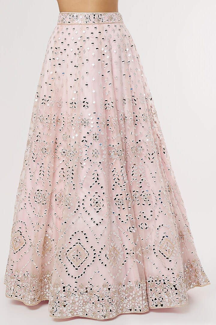 Pink Net Embroidered Wedding Lehenga Set by Angad Singh at Pernia's Pop Up Shop