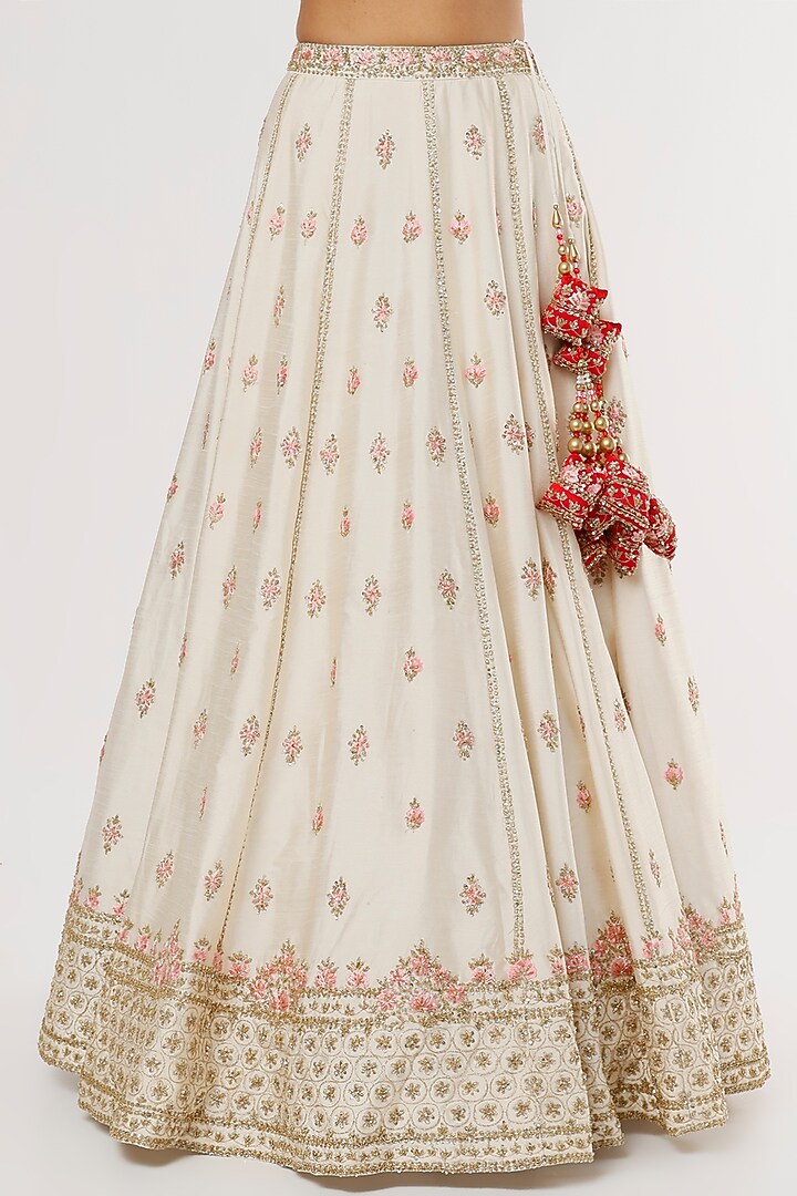 Ivory Silk Embroidered Wedding Lehenga Set by Angad Singh at Pernia's Pop Up Shop