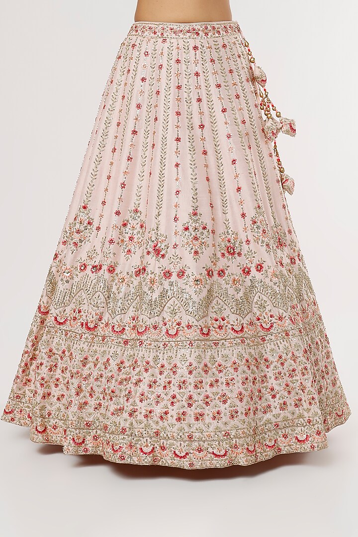 Blush Pink Raw Silk Zardosi Embroidered Wedding Lehenga Set by Angad Singh at Pernia's Pop Up Shop