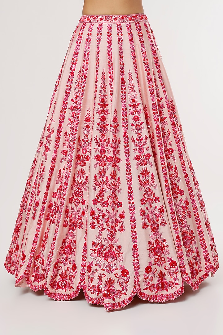 Pink Raw Silk Zardosi Embroidered Bridal Lehenga Set  by Angad Singh at Pernia's Pop Up Shop