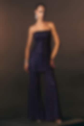Midnight Blue Soft Net Wedding Sharara Set by Angad Singh at Pernia's Pop Up Shop