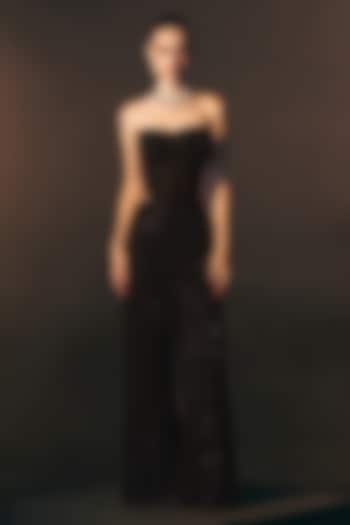 Black Soft Net Wedding Sharara Set by Angad Singh at Pernia's Pop Up Shop