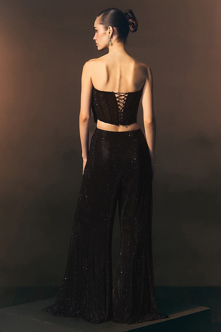 Black Soft Net Wedding Sharara Set by Angad Singh at Pernia's Pop Up Shop