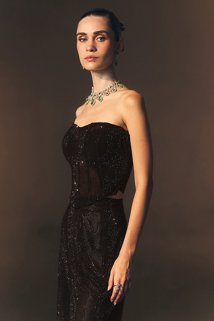 Black Soft Net Wedding Sharara Set by Angad Singh at Pernia's Pop Up Shop