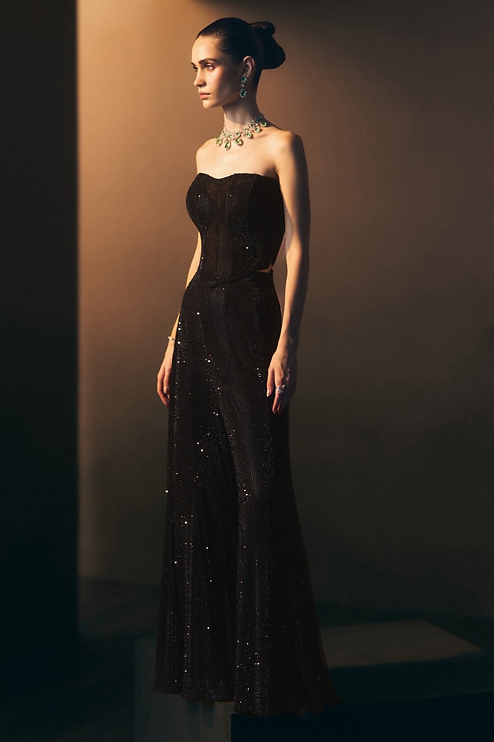 Black Soft Net Wedding Sharara Set by Angad Singh at Pernia's Pop Up Shop