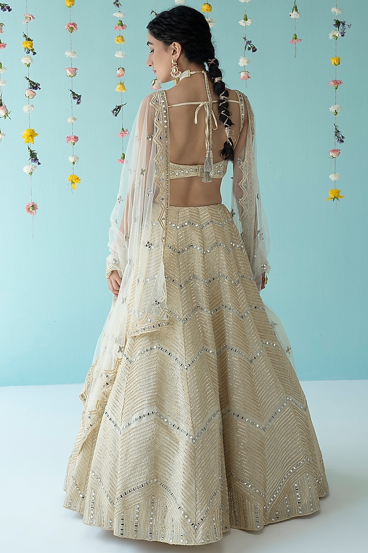 Yellow Organza Embroidered Wedding Lehenga Set by Angad Singh at Pernia's Pop Up Shop