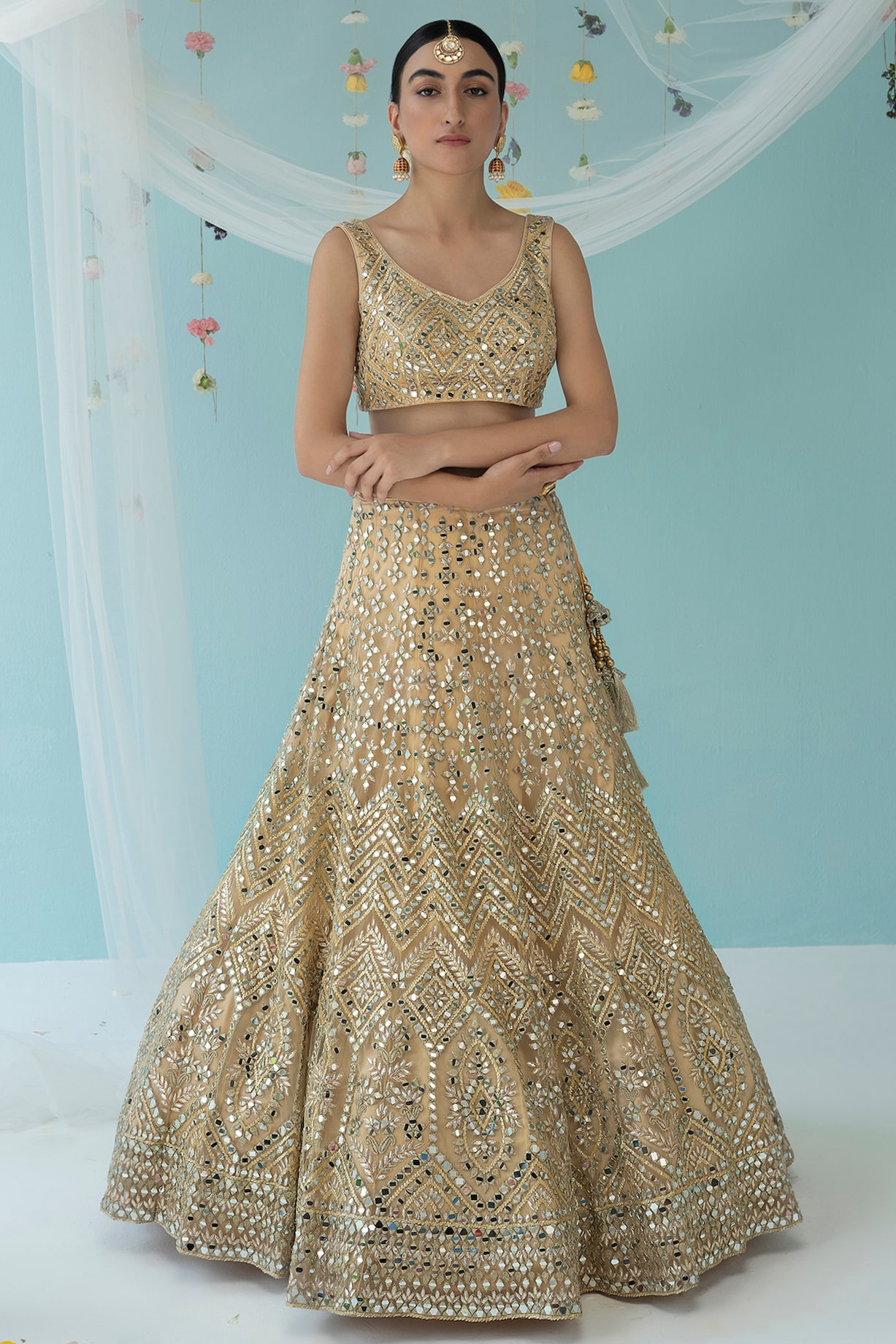 Gold Embroidered Lehenga Set main image 1