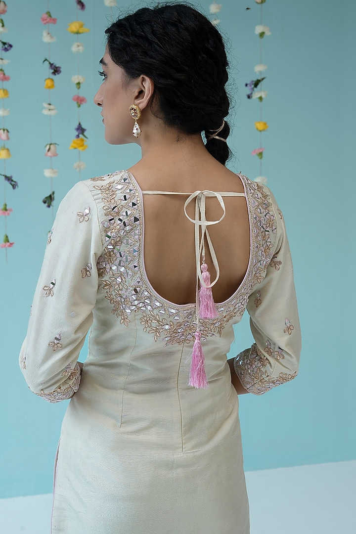 Ivory Thread Embroidered Kurta Set by Angad Singh at Pernia's Pop Up Shop