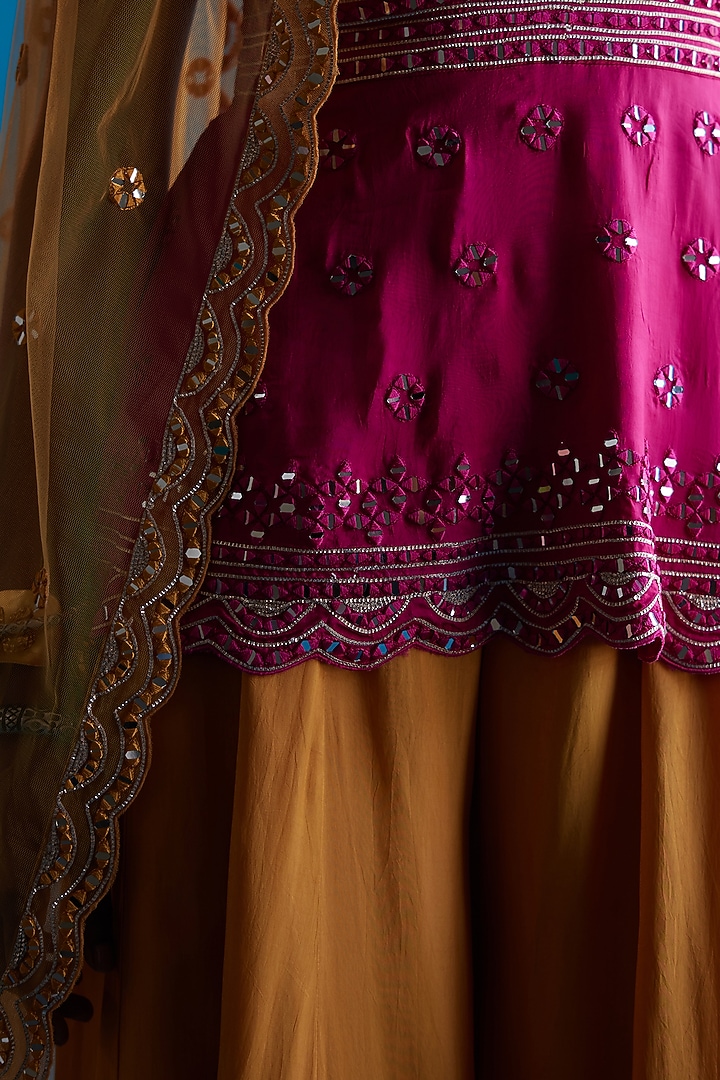 Mustard Silk Wedding Sharara Set by Angad Singh at Pernia's Pop Up Shop