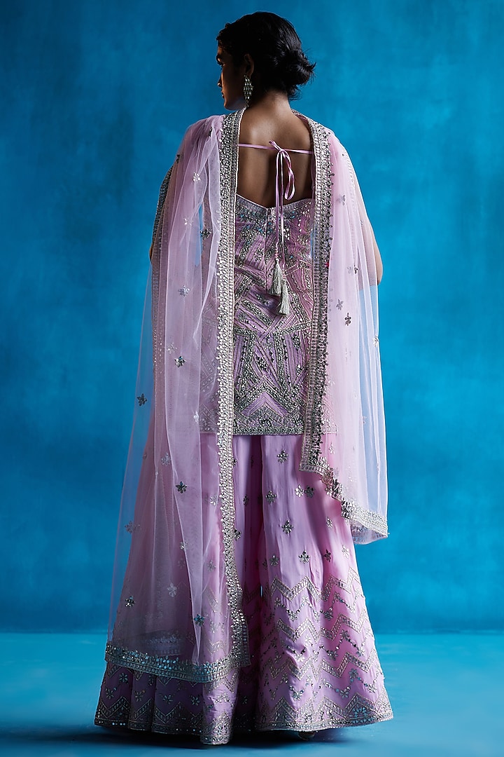 Pink Embroidered Wedding Sharara Set by Angad Singh at Pernia's Pop Up Shop