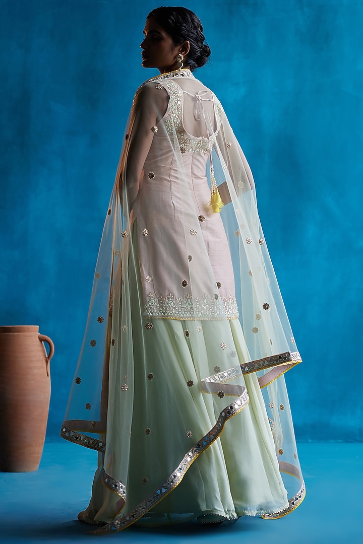 Lemon Yellow Organza Wedding Sharara Set by Angad Singh at Pernia's Pop Up Shop
