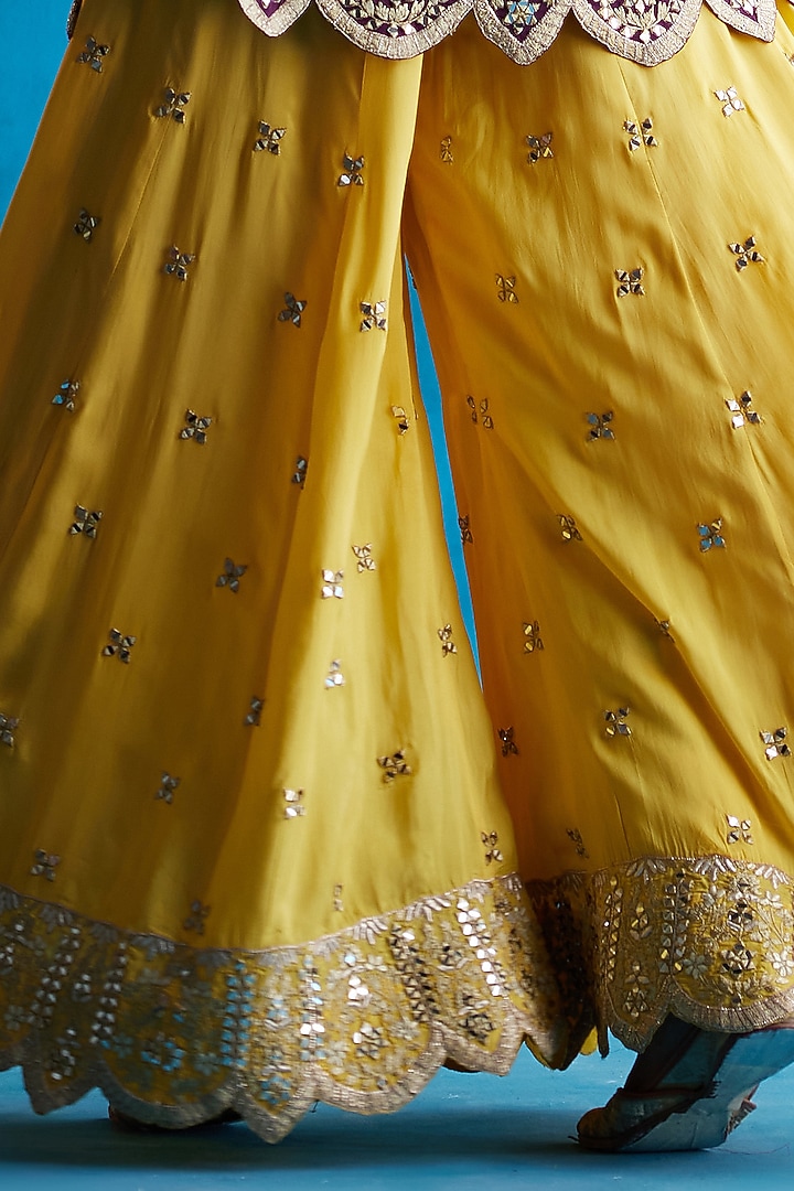 Yellow Embroidered Wedding Sharara Set by Angad Singh at Pernia's Pop Up Shop