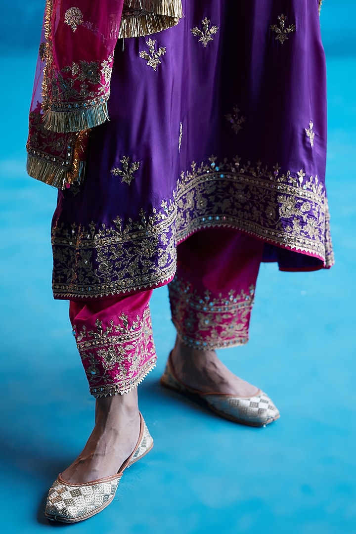 Purple Embroidered Kurta Set
