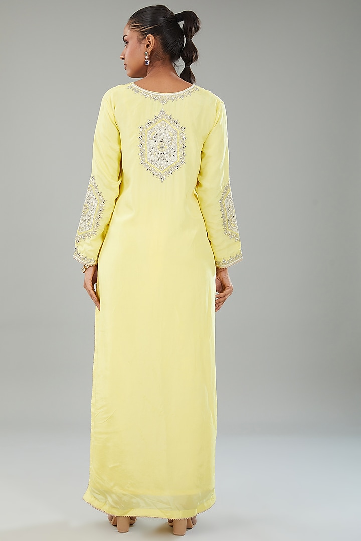 Yellow Silk Resham Embroidered Kurta Set by Angad Singh at Pernia's Pop Up Shop