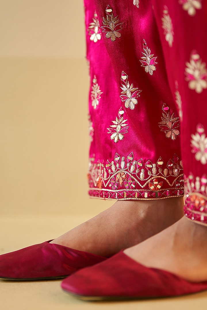 Black Satin Silk Thread & Mirror Embroidered Bridal Anarkali Set by Angad Singh at Pernia's Pop Up Shop
