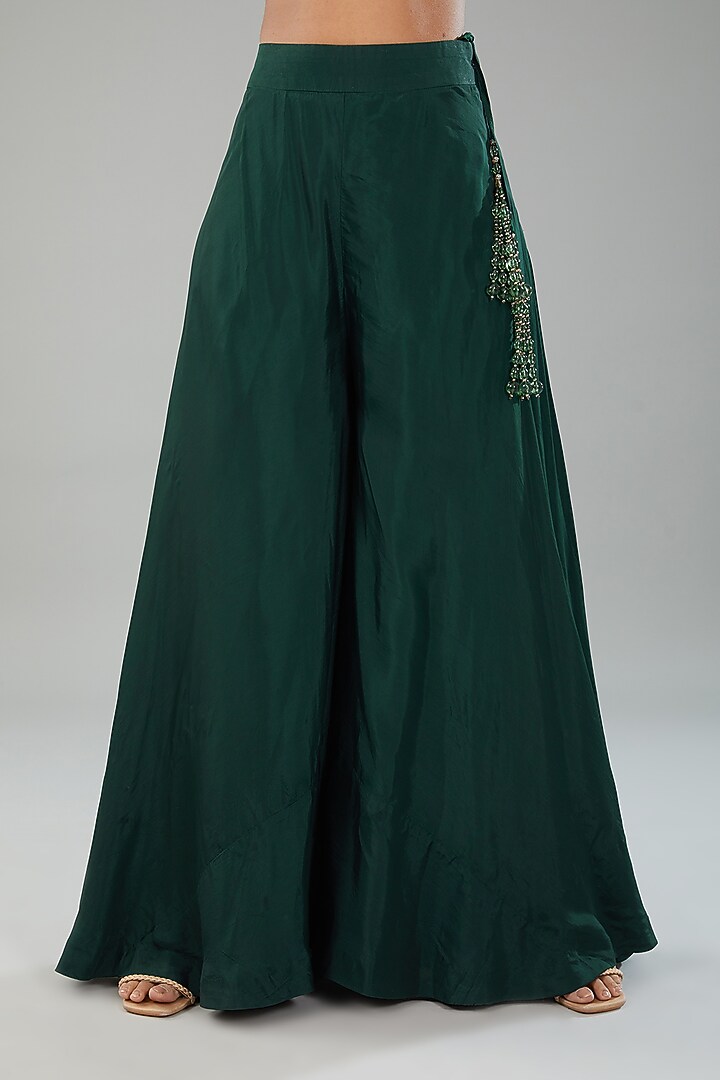 Emerald Green Silk Wedding Sharara Set by Angad Singh at Pernia's Pop Up Shop