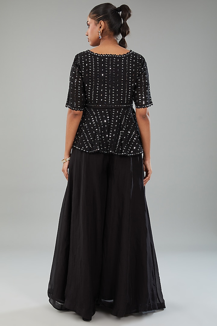 Black Organza Wedding Sharara Set by Angad Singh at Pernia's Pop Up Shop