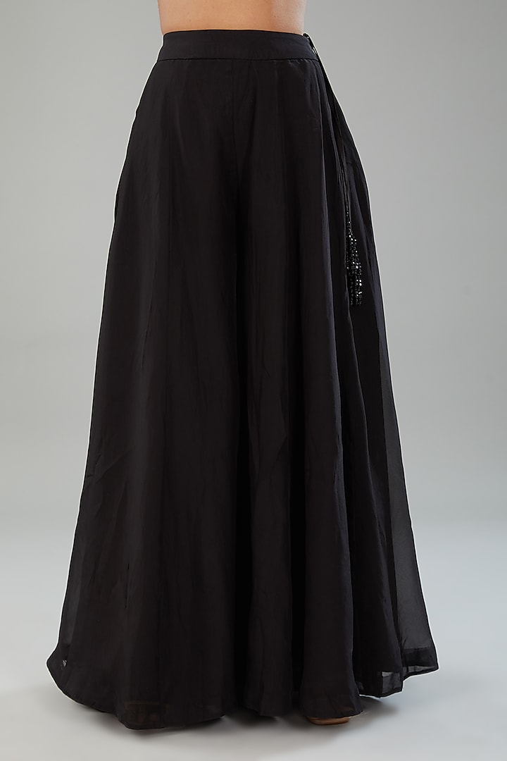 Black Organza Wedding Sharara Set by Angad Singh at Pernia's Pop Up Shop