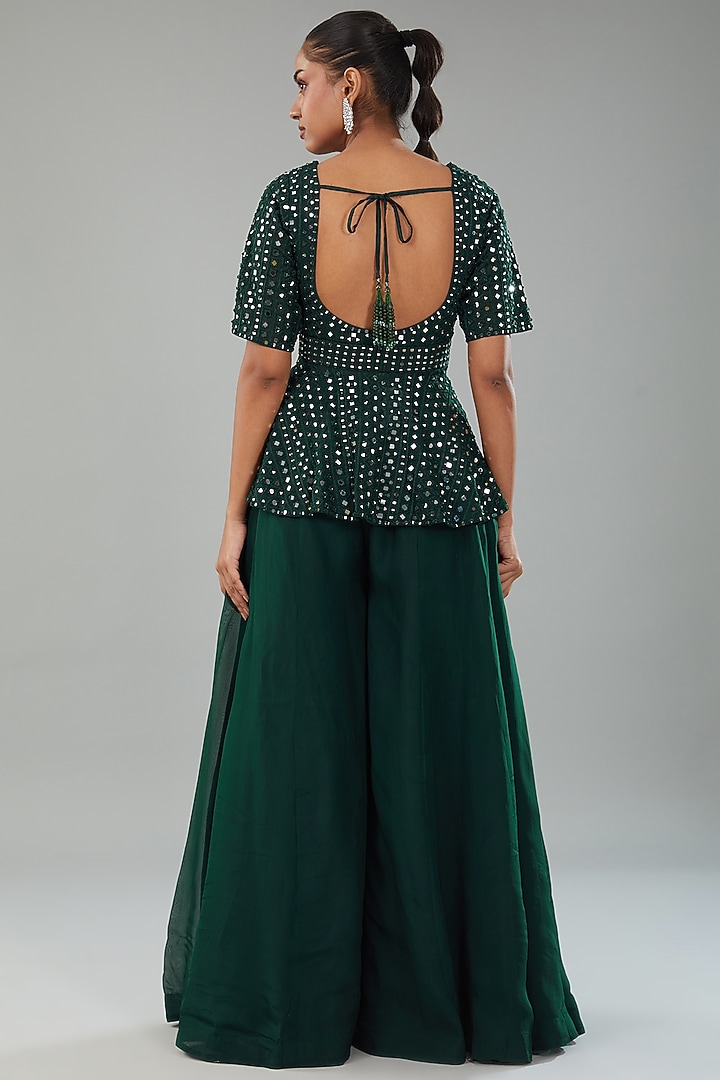 Green Organza Wedding Sharara Set by Angad Singh at Pernia's Pop Up Shop