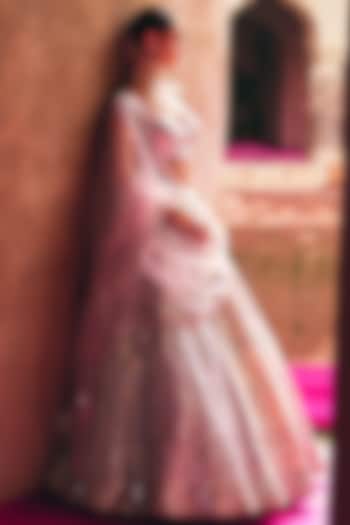 Multi-Colored Raw Silk Mirror Embroidered Wedding Lehenga Set by Angad Singh at Pernia's Pop Up Shop