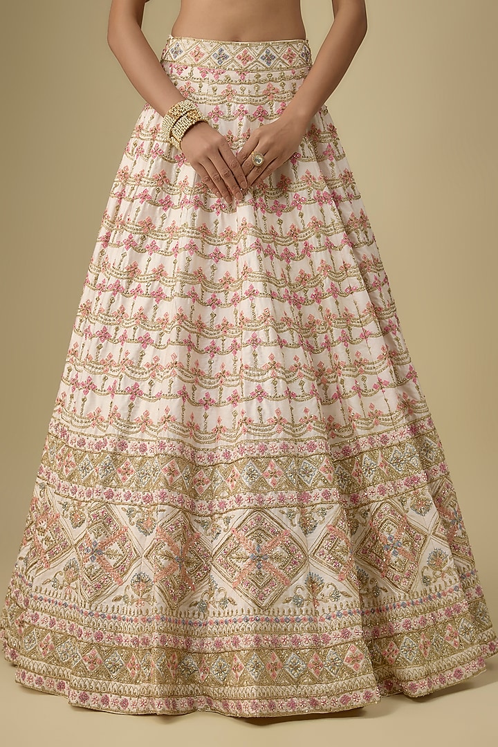 Blush Pink Raw Silk Wedding Lehenga Set by Angad Singh at Pernia's Pop Up Shop