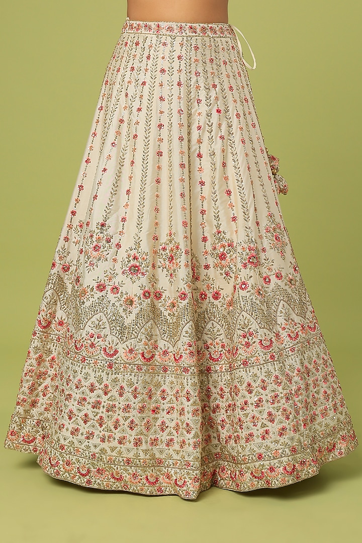 Ivory Raw Silk Embellished Wedding Lehenga Set by Angad Singh at Pernia's Pop Up Shop