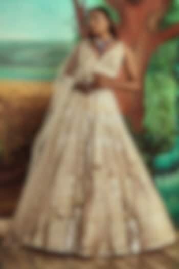 Blush Pink Embroidered Bridal Lehenga Set by Angad Singh at Pernia's Pop Up Shop