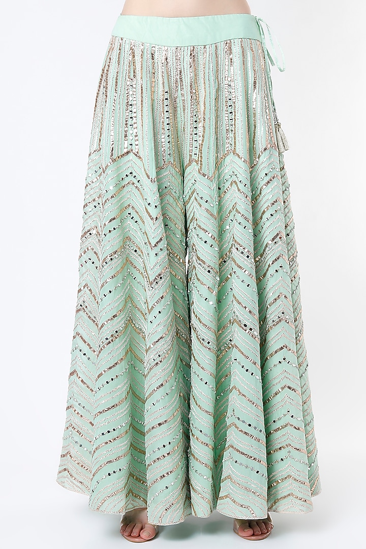 Mint Green Embroidered Wedding Sharara Set by Angad Singh at Pernia's Pop Up Shop